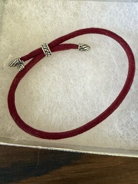 David Yurman Burgundy Cord Wrap Bracelet with Sterling Accents